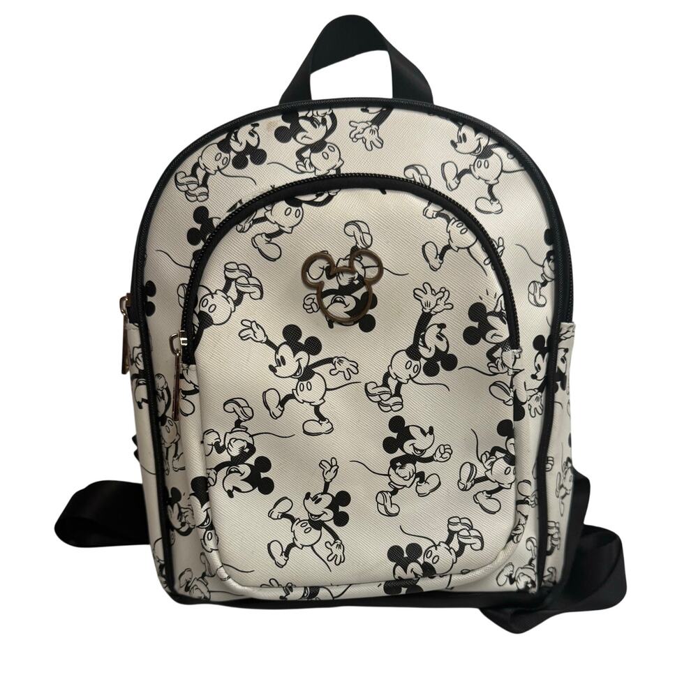 Bioworld Disney Mickey Mouse Mini Backpack Black White Zippered Closure